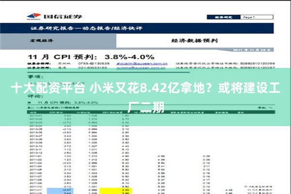 十大配资平台 小米又花8.42亿拿地？或将建设工厂二期