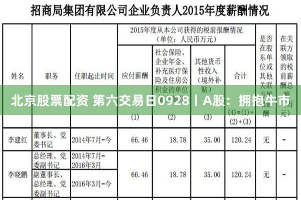 北京股票配资 第六交易日0928丨A股：拥抱牛市